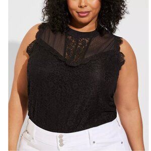 GUC Torrid Lace Mixed Crew Neck Short Sleeve Top